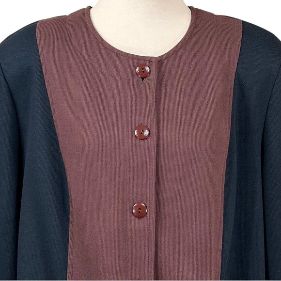 Weekenders Brown Black Knit Button-Up Long Sleeve Cardigan Jacket Size XL - Picture 4 of 8